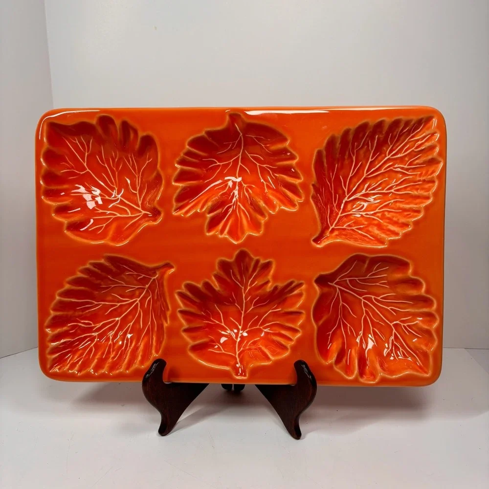 Farval Fall Leaves Leaf Serving Server Tray Candy Snack Nut Jello Mold 9
